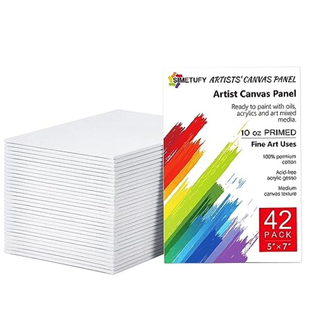 42 Pack 5x7 Inch Canvases for Painting,10 oz Double Primed Acid-Free 100%  Cotton Canvas Panels,Blank Flat Canvas Board for Acrylics Oil Watercolor  Paints